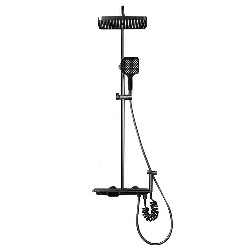 White Shower Set Digital Display Piano Keys Storage Shower Set Bathroom Dark Gray Square Thermostatic Clearhalo 'Bathroom Remodel & Bathroom Fixtures' 'Home Improvement' 'home_improvement' 'home_improvement_shower_faucets' 'Shower Faucets & Systems' 'shower_faucets' 'Showers & Bathtubs Plumbing' 'Showers & Bathtubs' 6771708