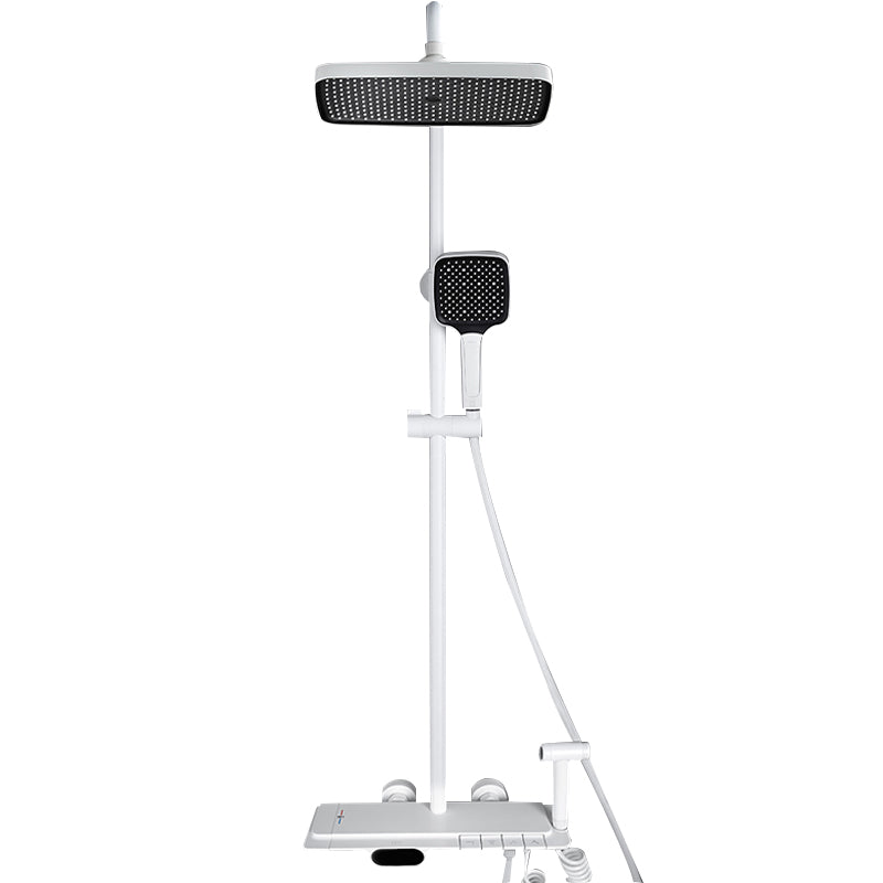 White Shower Set Digital Display Piano Keys Storage Shower Set Bathroom Clearhalo 'Bathroom Remodel & Bathroom Fixtures' 'Home Improvement' 'home_improvement' 'home_improvement_shower_faucets' 'Shower Faucets & Systems' 'shower_faucets' 'Showers & Bathtubs Plumbing' 'Showers & Bathtubs' 6771712