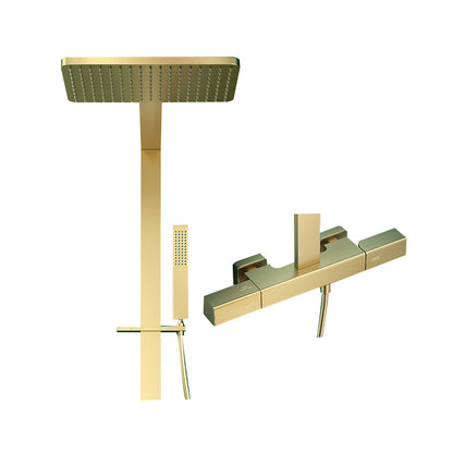 Constant Temperature Shower Set Wall-mounted Rain Shower Set Pressurized Water Outlet Gold Temperature Control Clearhalo 'Bathroom Remodel & Bathroom Fixtures' 'Home Improvement' 'home_improvement' 'home_improvement_shower_faucets' 'Shower Faucets & Systems' 'shower_faucets' 'Showers & Bathtubs Plumbing' 'Showers & Bathtubs' 6771751