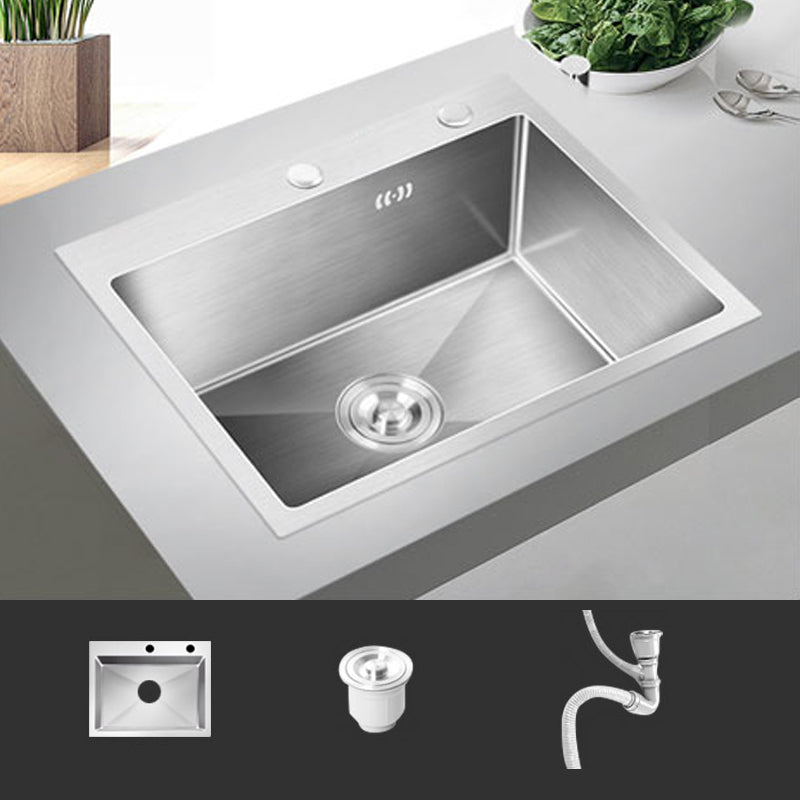 Contemporary Style Kitchen Sink Stainless Steel Rectangle Kitchen Sink 18"L x 16"W x 9"H Sink Only None Clearhalo 'Home Improvement' 'home_improvement' 'home_improvement_kitchen_sinks' 'Kitchen Remodel & Kitchen Fixtures' 'Kitchen Sinks & Faucet Components' 'Kitchen Sinks' 'kitchen_sinks' 6771947