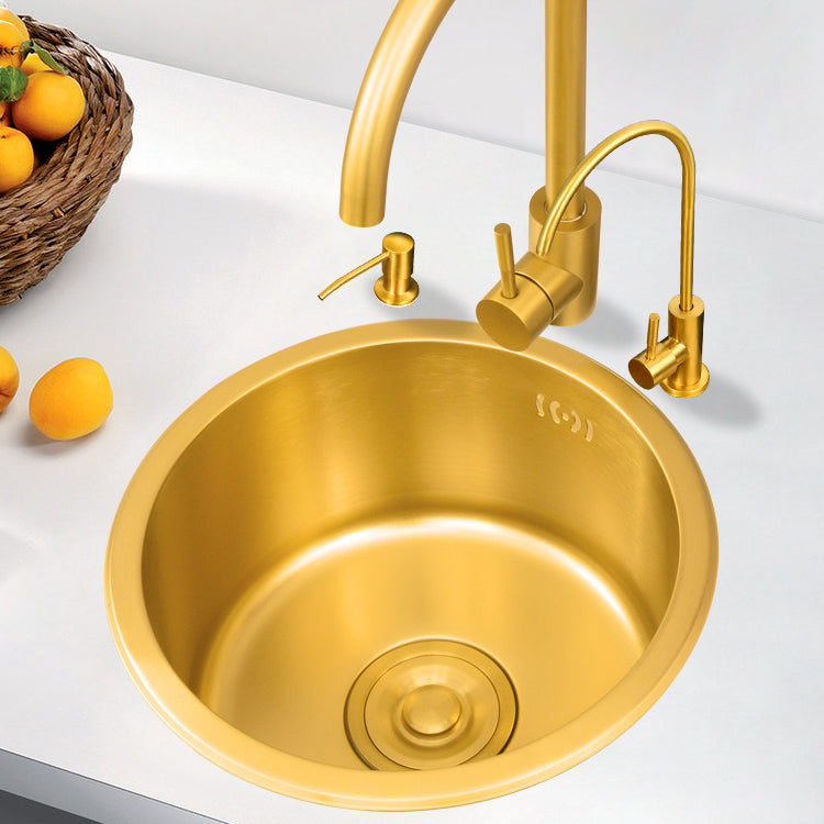 Single Bowl Kitchen Sink Stainless Steel Kitchen Sink with Round Shape Clearhalo 'Home Improvement' 'home_improvement' 'home_improvement_kitchen_sinks' 'Kitchen Remodel & Kitchen Fixtures' 'Kitchen Sinks & Faucet Components' 'Kitchen Sinks' 'kitchen_sinks' 6771975