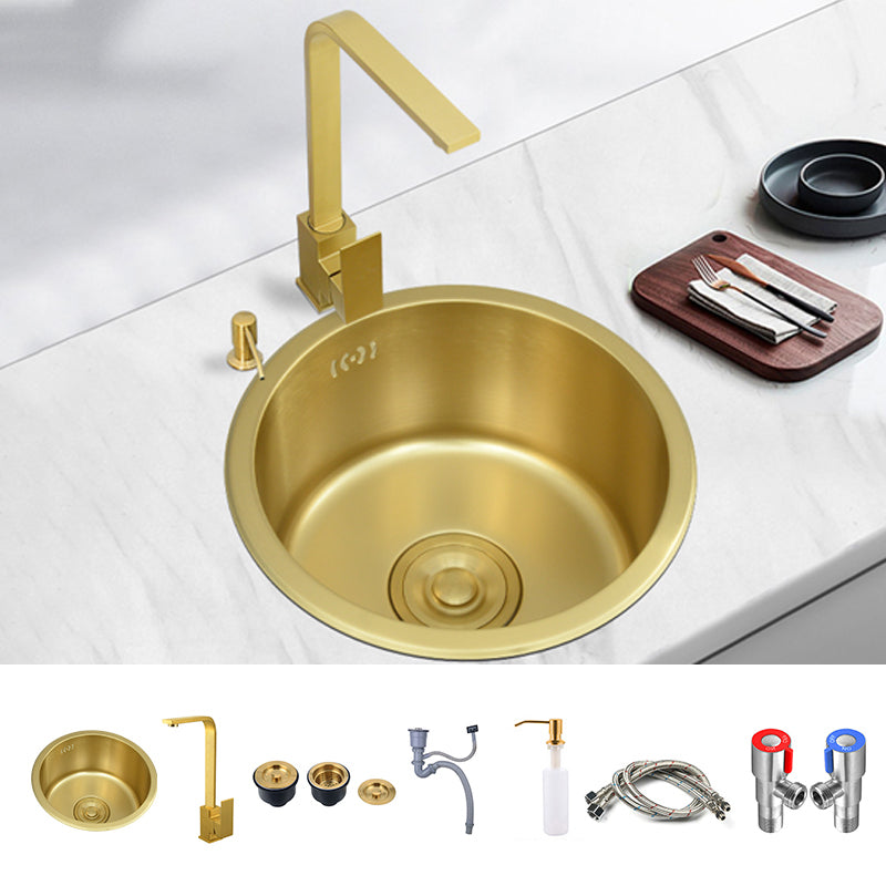 Single Bowl Kitchen Sink Stainless Steel Kitchen Sink with Round Shape Sink with Faucet Square Faucet Clearhalo 'Home Improvement' 'home_improvement' 'home_improvement_kitchen_sinks' 'Kitchen Remodel & Kitchen Fixtures' 'Kitchen Sinks & Faucet Components' 'Kitchen Sinks' 'kitchen_sinks' 6771981