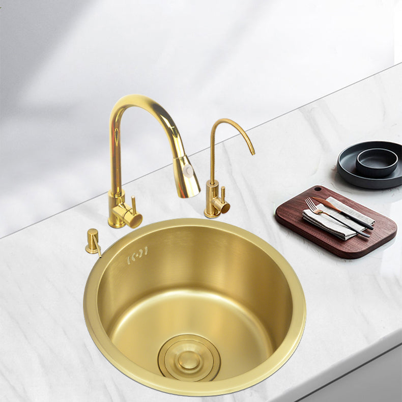 Single Bowl Kitchen Sink Stainless Steel Kitchen Sink with Round Shape Clearhalo 'Home Improvement' 'home_improvement' 'home_improvement_kitchen_sinks' 'Kitchen Remodel & Kitchen Fixtures' 'Kitchen Sinks & Faucet Components' 'Kitchen Sinks' 'kitchen_sinks' 6771985