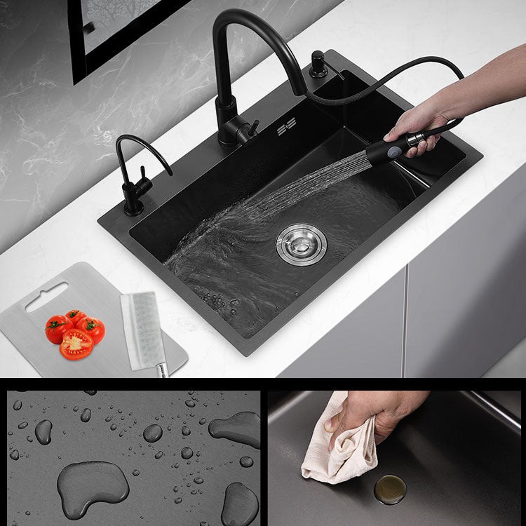 Stainless Steel Kitchen Sink Contemporary Style Single Bowl Kitchen Sink Clearhalo 'Home Improvement' 'home_improvement' 'home_improvement_kitchen_sinks' 'Kitchen Remodel & Kitchen Fixtures' 'Kitchen Sinks & Faucet Components' 'Kitchen Sinks' 'kitchen_sinks' 6771999