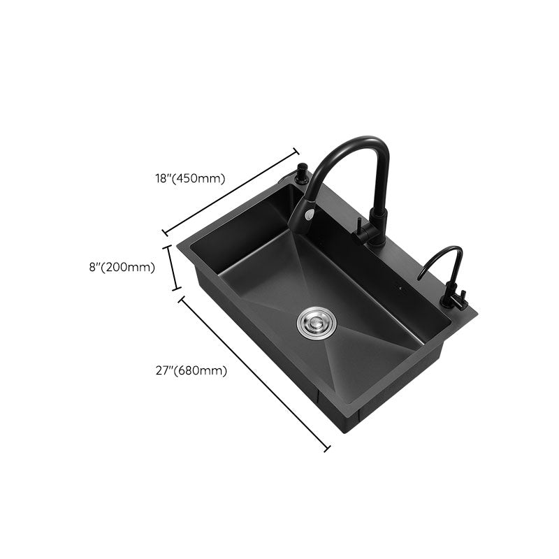 Stainless Steel Kitchen Sink Contemporary Style Single Bowl Kitchen Sink Clearhalo 'Home Improvement' 'home_improvement' 'home_improvement_kitchen_sinks' 'Kitchen Remodel & Kitchen Fixtures' 'Kitchen Sinks & Faucet Components' 'Kitchen Sinks' 'kitchen_sinks' 6772025