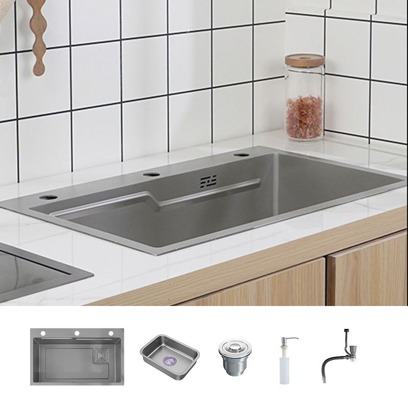 Modern Style Kitchen Sink Rectangle Shape Kitchen Sink with Single Bowl Sink Only None Clearhalo 'Home Improvement' 'home_improvement' 'home_improvement_kitchen_sinks' 'Kitchen Remodel & Kitchen Fixtures' 'Kitchen Sinks & Faucet Components' 'Kitchen Sinks' 'kitchen_sinks' 6772030