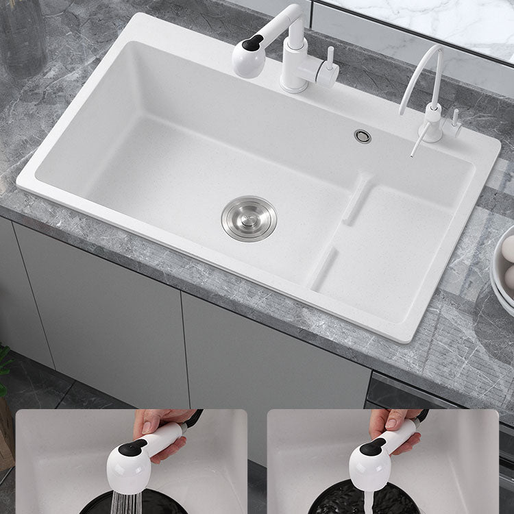 Contemporary Style Kitchen Sink Quartz Kitchen Sink in White Clearhalo 'Home Improvement' 'home_improvement' 'home_improvement_kitchen_sinks' 'Kitchen Remodel & Kitchen Fixtures' 'Kitchen Sinks & Faucet Components' 'Kitchen Sinks' 'kitchen_sinks' 6772070