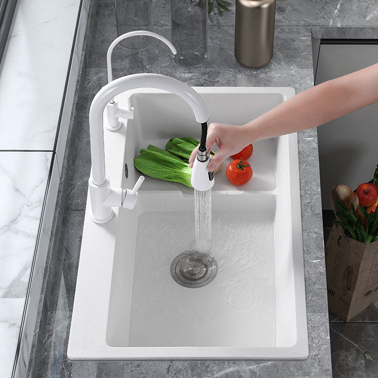 Contemporary Style Kitchen Sink Quartz Kitchen Sink in White Clearhalo 'Home Improvement' 'home_improvement' 'home_improvement_kitchen_sinks' 'Kitchen Remodel & Kitchen Fixtures' 'Kitchen Sinks & Faucet Components' 'Kitchen Sinks' 'kitchen_sinks' 6772075