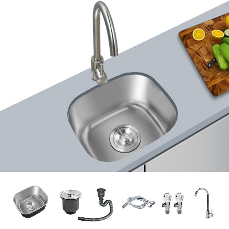 Contemporary Style Kitchen Sink Stainless Steel Undermount Kitchen Sink 13"L x 11"W x 8"H Sink with Faucet Cold and Hot Tap Clearhalo 'Home Improvement' 'home_improvement' 'home_improvement_kitchen_sinks' 'Kitchen Remodel & Kitchen Fixtures' 'Kitchen Sinks & Faucet Components' 'Kitchen Sinks' 'kitchen_sinks' 6772084