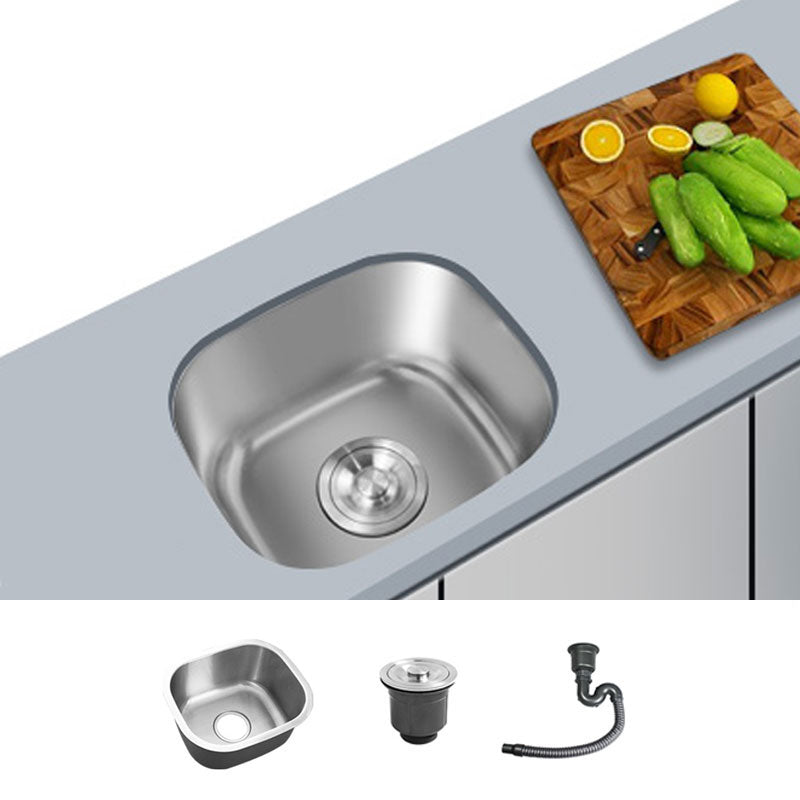 Contemporary Style Kitchen Sink Stainless Steel Undermount Kitchen Sink 15"L x 13"W x 8"H Sink Only None Clearhalo 'Home Improvement' 'home_improvement' 'home_improvement_kitchen_sinks' 'Kitchen Remodel & Kitchen Fixtures' 'Kitchen Sinks & Faucet Components' 'Kitchen Sinks' 'kitchen_sinks' 6772089