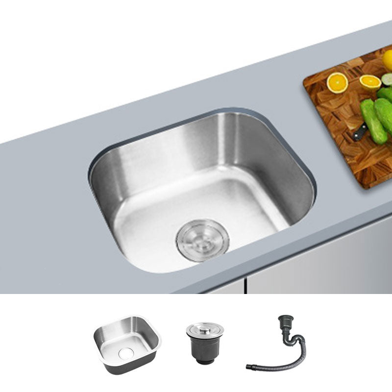 Contemporary Style Kitchen Sink Stainless Steel Undermount Kitchen Sink 17"L x 15"W x 8"H Sink Only None Clearhalo 'Home Improvement' 'home_improvement' 'home_improvement_kitchen_sinks' 'Kitchen Remodel & Kitchen Fixtures' 'Kitchen Sinks & Faucet Components' 'Kitchen Sinks' 'kitchen_sinks' 6772099
