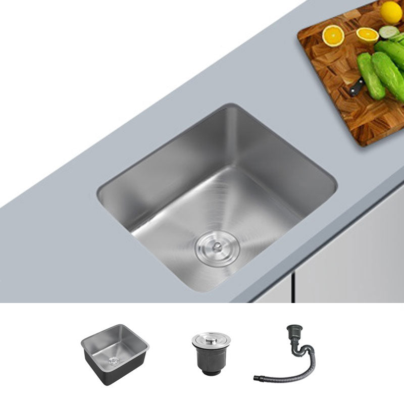 Contemporary Style Kitchen Sink Stainless Steel Undermount Kitchen Sink 18"L x 15"W x 8"H Sink Only None Clearhalo 'Home Improvement' 'home_improvement' 'home_improvement_kitchen_sinks' 'Kitchen Remodel & Kitchen Fixtures' 'Kitchen Sinks & Faucet Components' 'Kitchen Sinks' 'kitchen_sinks' 6772103