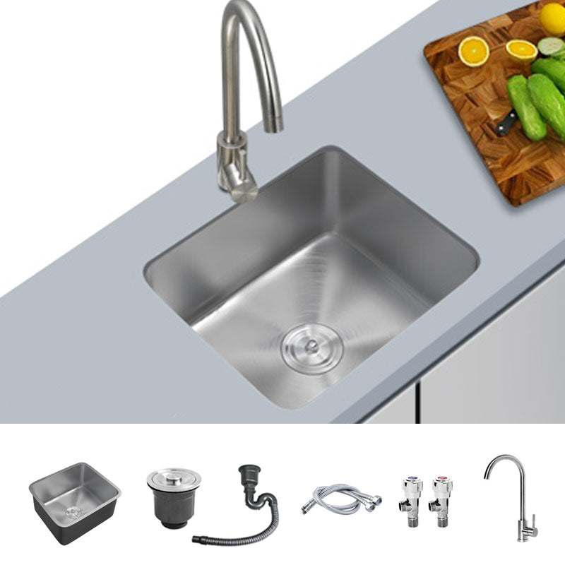 Contemporary Style Kitchen Sink Stainless Steel Undermount Kitchen Sink 18"L x 15"W x 8"H Sink with Faucet Cold and Hot Tap Clearhalo 'Home Improvement' 'home_improvement' 'home_improvement_kitchen_sinks' 'Kitchen Remodel & Kitchen Fixtures' 'Kitchen Sinks & Faucet Components' 'Kitchen Sinks' 'kitchen_sinks' 6772105