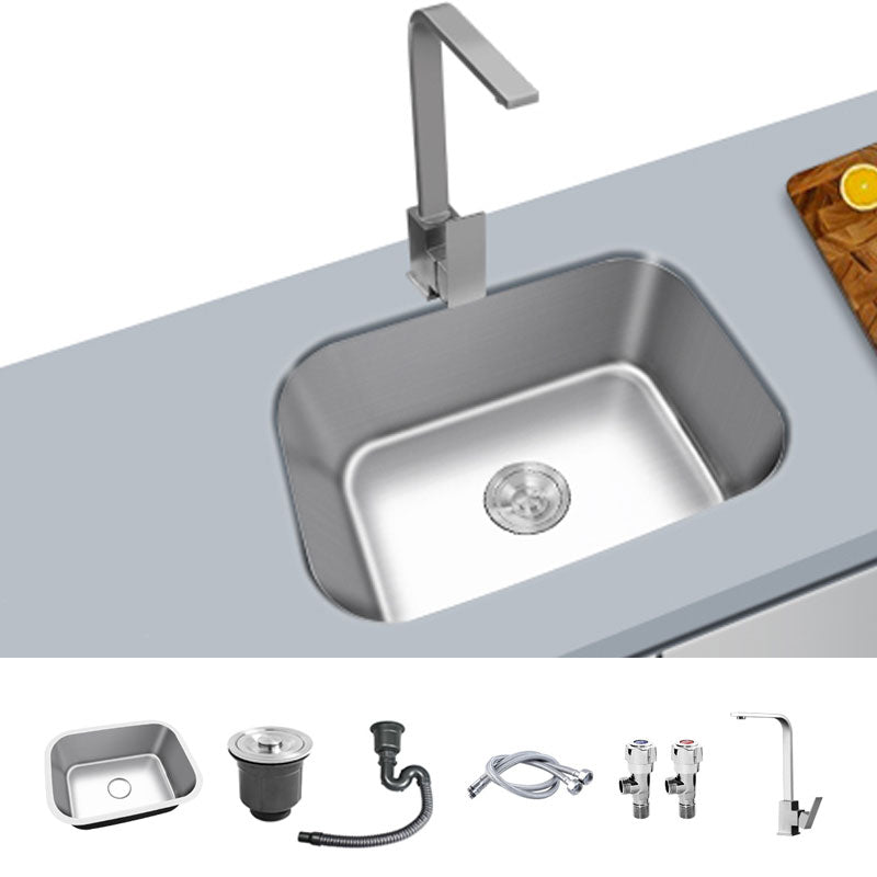 Contemporary Style Kitchen Sink Stainless Steel Undermount Kitchen Sink 22"L x 17"W x 8"H Sink with Faucet Square Faucet Clearhalo 'Home Improvement' 'home_improvement' 'home_improvement_kitchen_sinks' 'Kitchen Remodel & Kitchen Fixtures' 'Kitchen Sinks & Faucet Components' 'Kitchen Sinks' 'kitchen_sinks' 6772110