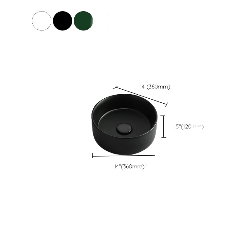 Modern Vessel Bathroom Sink Round Porcelain with Pop-Up Drain Basin Sink Clearhalo 'Bathroom Remodel & Bathroom Fixtures' 'Bathroom Sinks & Faucet Components' 'Bathroom Sinks' 'bathroom_sink' 'Home Improvement' 'home_improvement' 'home_improvement_bathroom_sink' 6772188