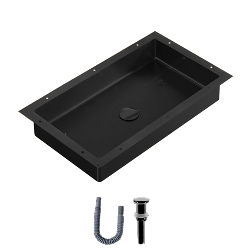 Modern Bathroom Sink Rectangular Metal Drop-in Bathroom Sink with Pop-Up Drain Black None Sink Clearhalo 'Bathroom Remodel & Bathroom Fixtures' 'Bathroom Sinks & Faucet Components' 'Bathroom Sinks' 'bathroom_sink' 'Home Improvement' 'home_improvement' 'home_improvement_bathroom_sink' 6772199