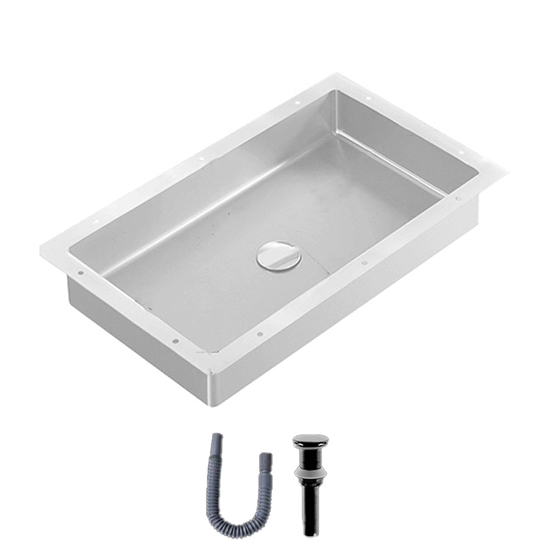 Modern Bathroom Sink Rectangular Metal Drop-in Bathroom Sink with Pop-Up Drain Silver None Sink Clearhalo 'Bathroom Remodel & Bathroom Fixtures' 'Bathroom Sinks & Faucet Components' 'Bathroom Sinks' 'bathroom_sink' 'Home Improvement' 'home_improvement' 'home_improvement_bathroom_sink' 6772200