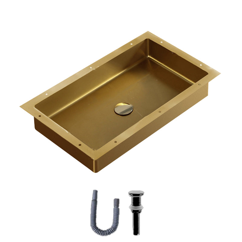 Modern Bathroom Sink Rectangular Metal Drop-in Bathroom Sink with Pop-Up Drain Bronze None Sink Clearhalo 'Bathroom Remodel & Bathroom Fixtures' 'Bathroom Sinks & Faucet Components' 'Bathroom Sinks' 'bathroom_sink' 'Home Improvement' 'home_improvement' 'home_improvement_bathroom_sink' 6772202