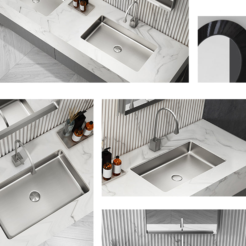 Modern Bathroom Sink Rectangular Metal Drop-in Bathroom Sink with Pop-Up Drain Clearhalo 'Bathroom Remodel & Bathroom Fixtures' 'Bathroom Sinks & Faucet Components' 'Bathroom Sinks' 'bathroom_sink' 'Home Improvement' 'home_improvement' 'home_improvement_bathroom_sink' 6772213