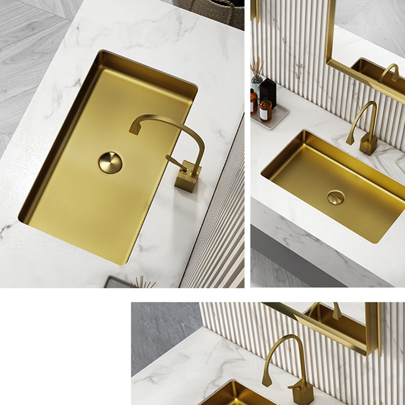 Modern Bathroom Sink Rectangular Metal Drop-in Bathroom Sink with Pop-Up Drain Clearhalo 'Bathroom Remodel & Bathroom Fixtures' 'Bathroom Sinks & Faucet Components' 'Bathroom Sinks' 'bathroom_sink' 'Home Improvement' 'home_improvement' 'home_improvement_bathroom_sink' 6772214
