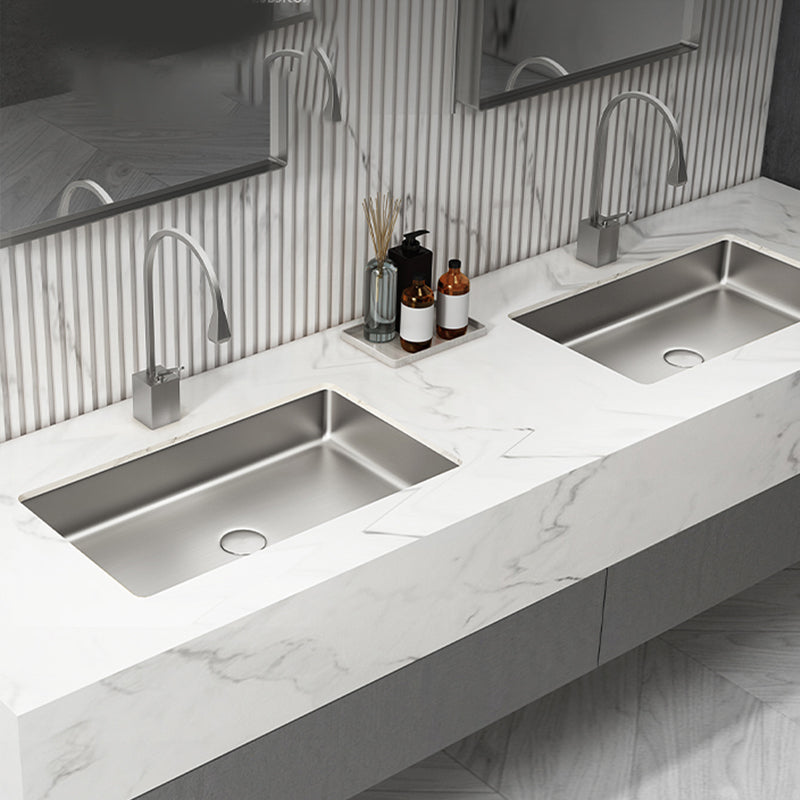 Modern Bathroom Sink Rectangular Metal Drop-in Bathroom Sink with Pop-Up Drain Clearhalo 'Bathroom Remodel & Bathroom Fixtures' 'Bathroom Sinks & Faucet Components' 'Bathroom Sinks' 'bathroom_sink' 'Home Improvement' 'home_improvement' 'home_improvement_bathroom_sink' 6772217