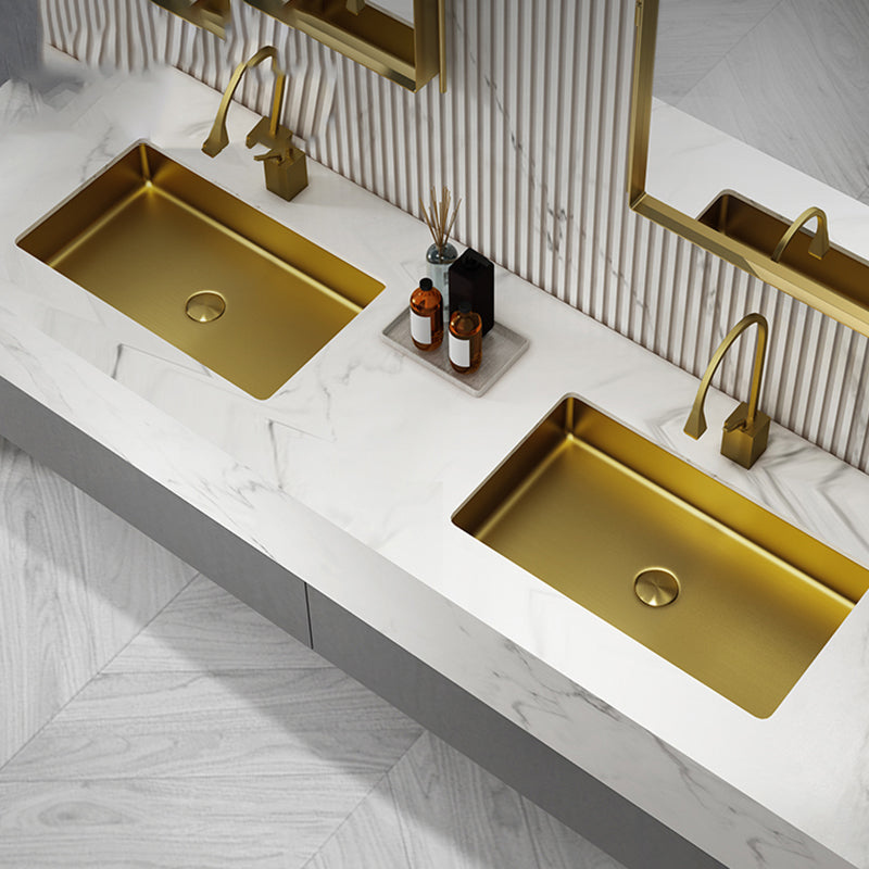 Modern Bathroom Sink Rectangular Metal Drop-in Bathroom Sink with Pop-Up Drain Clearhalo 'Bathroom Remodel & Bathroom Fixtures' 'Bathroom Sinks & Faucet Components' 'Bathroom Sinks' 'bathroom_sink' 'Home Improvement' 'home_improvement' 'home_improvement_bathroom_sink' 6772221