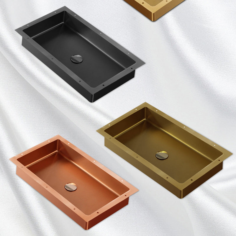 Modern Bathroom Sink Rectangular Metal Drop-in Bathroom Sink with Pop-Up Drain Clearhalo 'Bathroom Remodel & Bathroom Fixtures' 'Bathroom Sinks & Faucet Components' 'Bathroom Sinks' 'bathroom_sink' 'Home Improvement' 'home_improvement' 'home_improvement_bathroom_sink' 6772224