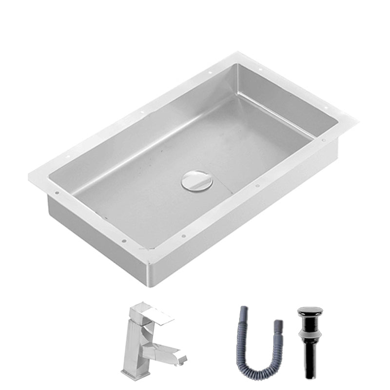 Modern Bathroom Sink Rectangular Metal Drop-in Bathroom Sink with Pop-Up Drain Silver Square Pull Out Faucet Sink with Faucet Clearhalo 'Bathroom Remodel & Bathroom Fixtures' 'Bathroom Sinks & Faucet Components' 'Bathroom Sinks' 'bathroom_sink' 'Home Improvement' 'home_improvement' 'home_improvement_bathroom_sink' 6772228