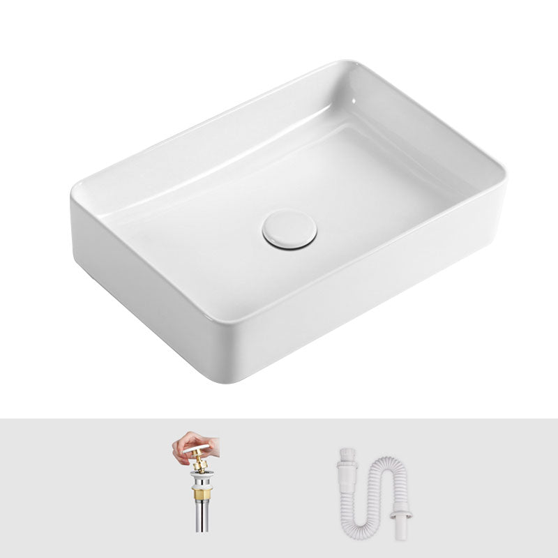 White Bathroom Sink Ceramic Rectangular Bathroom Sink with Faucet None Sink Clearhalo 'Bathroom Remodel & Bathroom Fixtures' 'Bathroom Sinks & Faucet Components' 'Bathroom Sinks' 'bathroom_sink' 'Home Improvement' 'home_improvement' 'home_improvement_bathroom_sink' 6772234