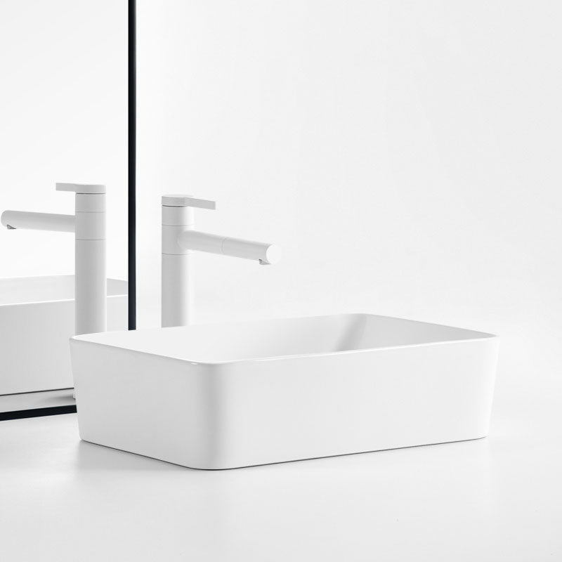 White Bathroom Sink Ceramic Rectangular Bathroom Sink with Faucet Clearhalo 'Bathroom Remodel & Bathroom Fixtures' 'Bathroom Sinks & Faucet Components' 'Bathroom Sinks' 'bathroom_sink' 'Home Improvement' 'home_improvement' 'home_improvement_bathroom_sink' 6772246