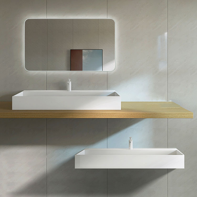 Contemporary Bathroom Sink Man Made Rock Rectangular Vessel Sink with Pop-Up Drain Clearhalo 'Bathroom Remodel & Bathroom Fixtures' 'Bathroom Sinks & Faucet Components' 'Bathroom Sinks' 'bathroom_sink' 'Home Improvement' 'home_improvement' 'home_improvement_bathroom_sink' 6772256