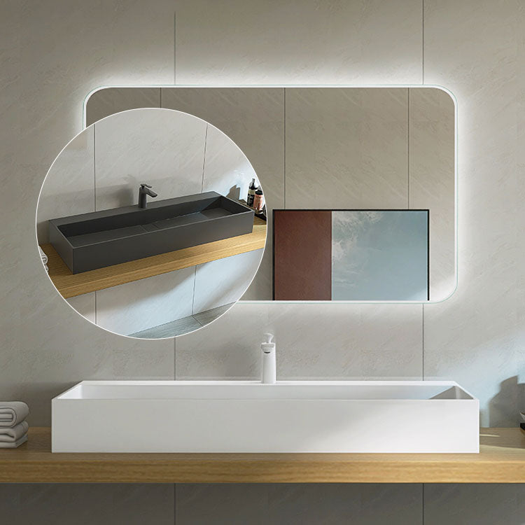 Contemporary Bathroom Sink Man Made Rock Rectangular Vessel Sink with Pop-Up Drain Clearhalo 'Bathroom Remodel & Bathroom Fixtures' 'Bathroom Sinks & Faucet Components' 'Bathroom Sinks' 'bathroom_sink' 'Home Improvement' 'home_improvement' 'home_improvement_bathroom_sink' 6772258