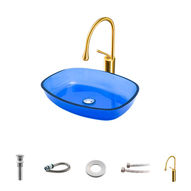 Modern Bathroom Sink Glass Oval-Shape Vessel Bathroom Sink with Pop-Up Drain 21"L x 16"W x 4"H Blue Sink with Faucet Clearhalo 'Bathroom Remodel & Bathroom Fixtures' 'Bathroom Sinks & Faucet Components' 'Bathroom Sinks' 'bathroom_sink' 'Home Improvement' 'home_improvement' 'home_improvement_bathroom_sink' 6772272