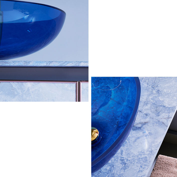 Modern Bathroom Sink Glass Oval-Shape Vessel Bathroom Sink with Pop-Up Drain Clearhalo 'Bathroom Remodel & Bathroom Fixtures' 'Bathroom Sinks & Faucet Components' 'Bathroom Sinks' 'bathroom_sink' 'Home Improvement' 'home_improvement' 'home_improvement_bathroom_sink' 6772288