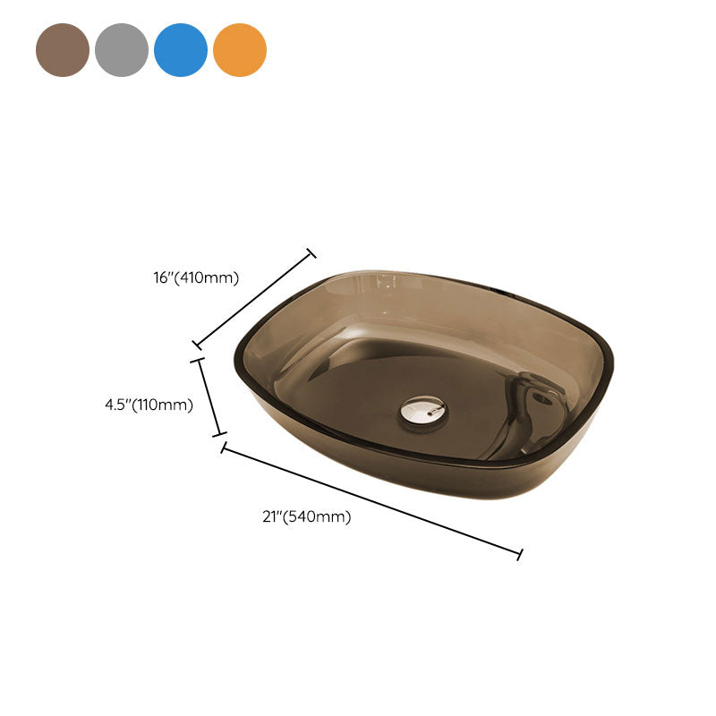 Modern Bathroom Sink Glass Oval-Shape Vessel Bathroom Sink with Pop-Up Drain Clearhalo 'Bathroom Remodel & Bathroom Fixtures' 'Bathroom Sinks & Faucet Components' 'Bathroom Sinks' 'bathroom_sink' 'Home Improvement' 'home_improvement' 'home_improvement_bathroom_sink' 6772290