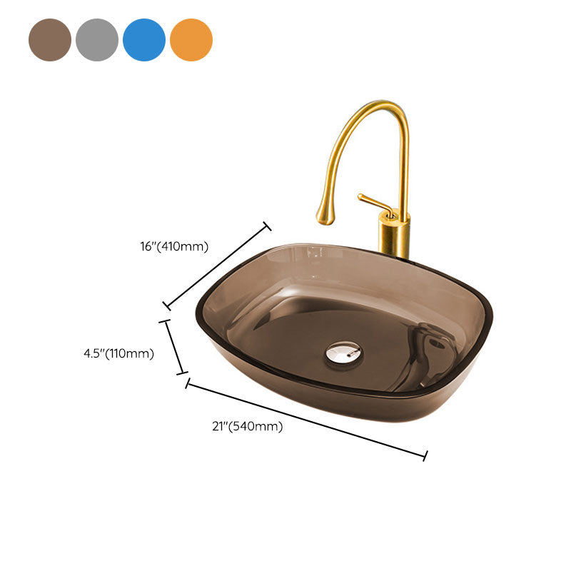 Modern Bathroom Sink Glass Oval-Shape Vessel Bathroom Sink with Pop-Up Drain Clearhalo 'Bathroom Remodel & Bathroom Fixtures' 'Bathroom Sinks & Faucet Components' 'Bathroom Sinks' 'bathroom_sink' 'Home Improvement' 'home_improvement' 'home_improvement_bathroom_sink' 6772292