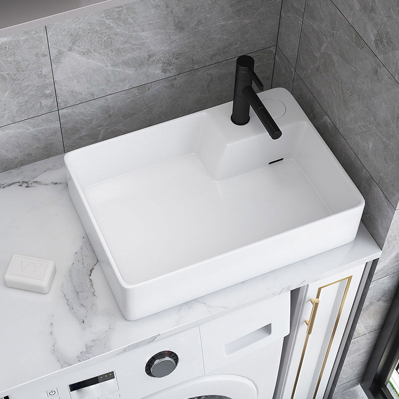 Modern Bathroom Sink White Ceramic Rectangular Bathroom Vessel Sink Clearhalo 'Bathroom Remodel & Bathroom Fixtures' 'Bathroom Sinks & Faucet Components' 'Bathroom Sinks' 'bathroom_sink' 'Home Improvement' 'home_improvement' 'home_improvement_bathroom_sink' 6772323