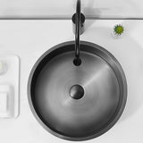 Modern Bathroom Sink Metal Round Vessel Bathroom Sink with Pop-Up Drain Clearhalo 'Bathroom Remodel & Bathroom Fixtures' 'Bathroom Sinks & Faucet Components' 'Bathroom Sinks' 'bathroom_sink' 'Home Improvement' 'home_improvement' 'home_improvement_bathroom_sink' 6772350