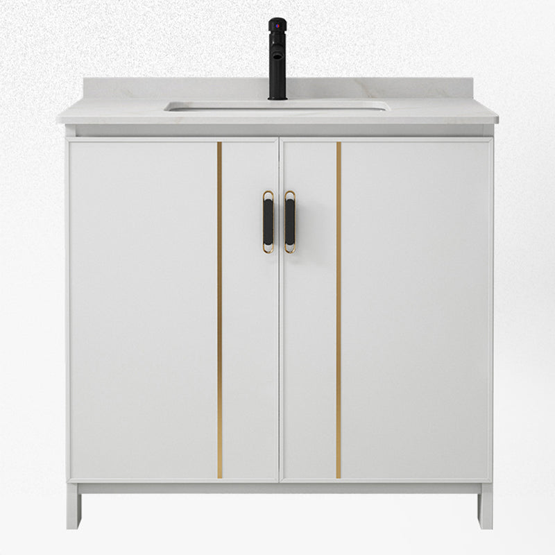 Gorgeous Freestanding Sink Cabinet Mirror Cabinet Bathroom Vanity Set in White Clearhalo 'Bathroom Remodel & Bathroom Fixtures' 'Bathroom Vanities' 'bathroom_vanities' 'Home Improvement' 'home_improvement' 'home_improvement_bathroom_vanities' 6772380