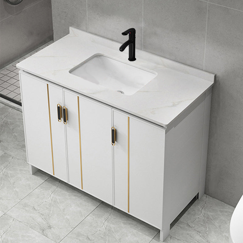 Gorgeous Freestanding Sink Cabinet Mirror Cabinet Bathroom Vanity Set in White Vanity & Faucet 39"L x 19"W x 32"H None Clearhalo 'Bathroom Remodel & Bathroom Fixtures' 'Bathroom Vanities' 'bathroom_vanities' 'Home Improvement' 'home_improvement' 'home_improvement_bathroom_vanities' 6772382