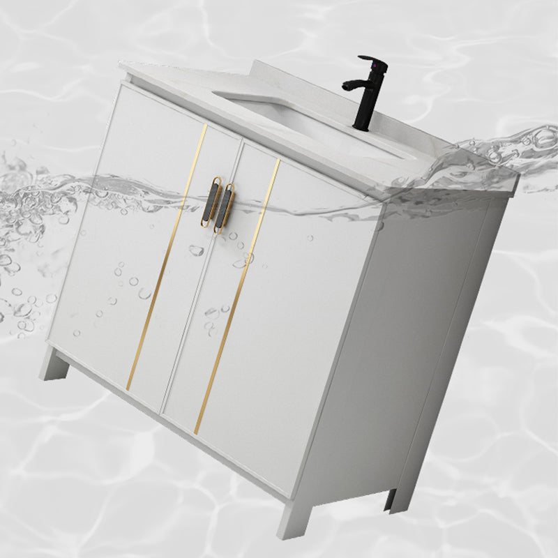 Gorgeous Freestanding Sink Cabinet Mirror Cabinet Bathroom Vanity Set in White Clearhalo 'Bathroom Remodel & Bathroom Fixtures' 'Bathroom Vanities' 'bathroom_vanities' 'Home Improvement' 'home_improvement' 'home_improvement_bathroom_vanities' 6772383