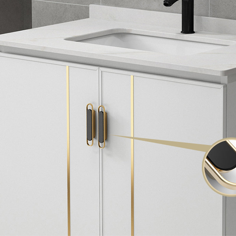 Gorgeous Freestanding Sink Cabinet Mirror Cabinet Bathroom Vanity Set in White Clearhalo 'Bathroom Remodel & Bathroom Fixtures' 'Bathroom Vanities' 'bathroom_vanities' 'Home Improvement' 'home_improvement' 'home_improvement_bathroom_vanities' 6772386