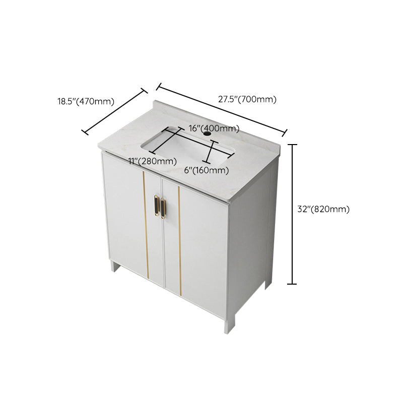 Gorgeous Freestanding Sink Cabinet Mirror Cabinet Bathroom Vanity Set in White Clearhalo 'Bathroom Remodel & Bathroom Fixtures' 'Bathroom Vanities' 'bathroom_vanities' 'Home Improvement' 'home_improvement' 'home_improvement_bathroom_vanities' 6772402