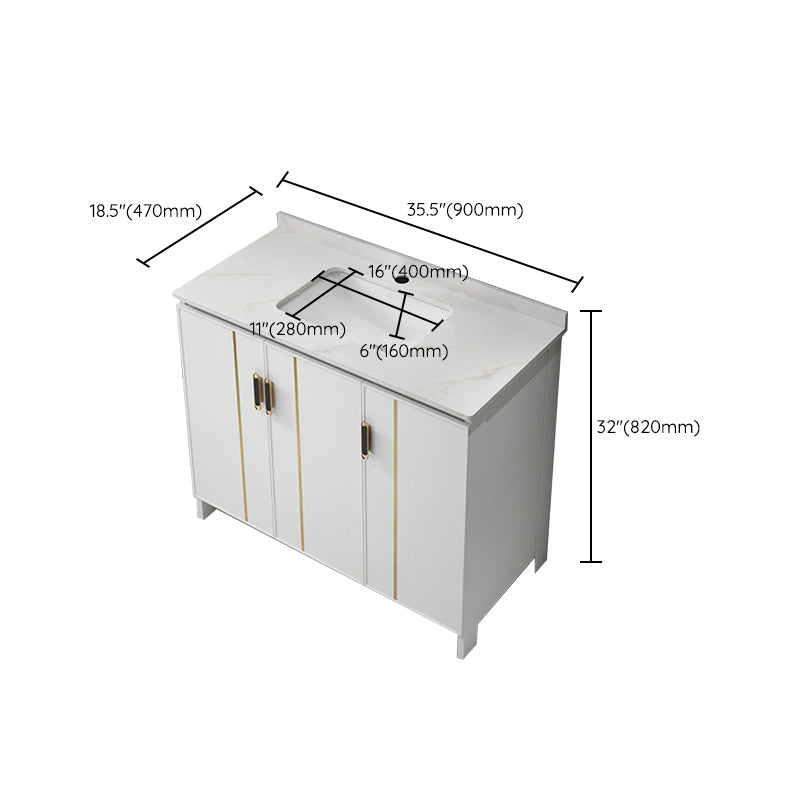 Gorgeous Freestanding Sink Cabinet Mirror Cabinet Bathroom Vanity Set in White Clearhalo 'Bathroom Remodel & Bathroom Fixtures' 'Bathroom Vanities' 'bathroom_vanities' 'Home Improvement' 'home_improvement' 'home_improvement_bathroom_vanities' 6772404