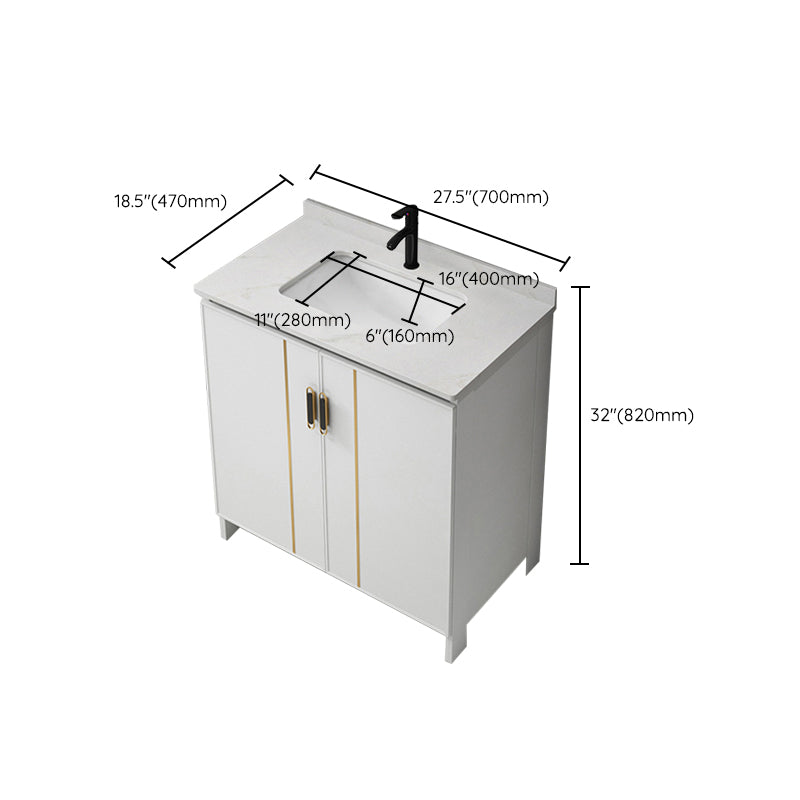 Gorgeous Freestanding Sink Cabinet Mirror Cabinet Bathroom Vanity Set in White Clearhalo 'Bathroom Remodel & Bathroom Fixtures' 'Bathroom Vanities' 'bathroom_vanities' 'Home Improvement' 'home_improvement' 'home_improvement_bathroom_vanities' 6772407