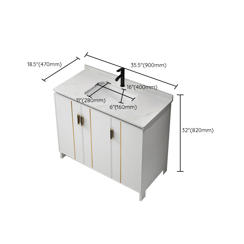 Gorgeous Freestanding Sink Cabinet Mirror Cabinet Bathroom Vanity Set in White Clearhalo 'Bathroom Remodel & Bathroom Fixtures' 'Bathroom Vanities' 'bathroom_vanities' 'Home Improvement' 'home_improvement' 'home_improvement_bathroom_vanities' 6772409
