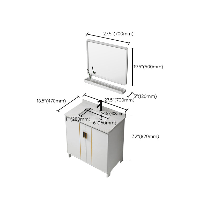 Gorgeous Freestanding Sink Cabinet Mirror Cabinet Bathroom Vanity Set in White Clearhalo 'Bathroom Remodel & Bathroom Fixtures' 'Bathroom Vanities' 'bathroom_vanities' 'Home Improvement' 'home_improvement' 'home_improvement_bathroom_vanities' 6772422