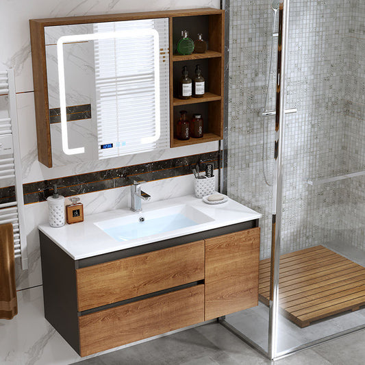 Traditional Sink Vanity Wooden Vanity Cabinet with Mirror Cabinet Clearhalo 'Bathroom Remodel & Bathroom Fixtures' 'Bathroom Vanities' 'bathroom_vanities' 'Home Improvement' 'home_improvement' 'home_improvement_bathroom_vanities' 6772424