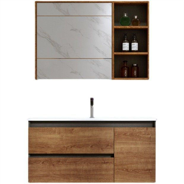 Traditional Sink Vanity Wooden Vanity Cabinet with Mirror Cabinet Clearhalo 'Bathroom Remodel & Bathroom Fixtures' 'Bathroom Vanities' 'bathroom_vanities' 'Home Improvement' 'home_improvement' 'home_improvement_bathroom_vanities' 6772432