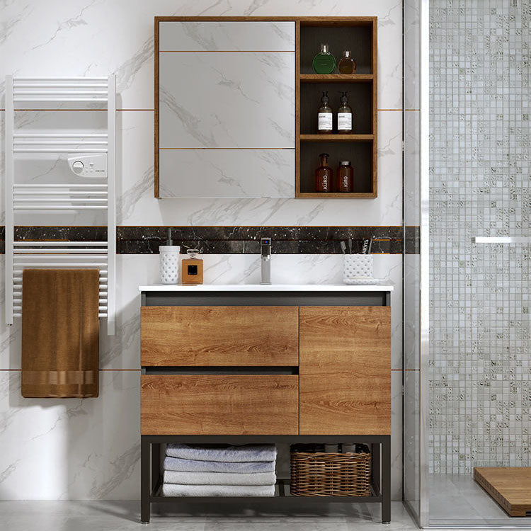 Traditional Sink Vanity Wooden Vanity Cabinet with Mirror Cabinet Clearhalo 'Bathroom Remodel & Bathroom Fixtures' 'Bathroom Vanities' 'bathroom_vanities' 'Home Improvement' 'home_improvement' 'home_improvement_bathroom_vanities' 6772437